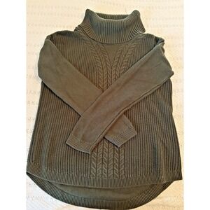 Banana Republic Forest Green Cowl Neck Cable knit Sweater long sz Medium minimal